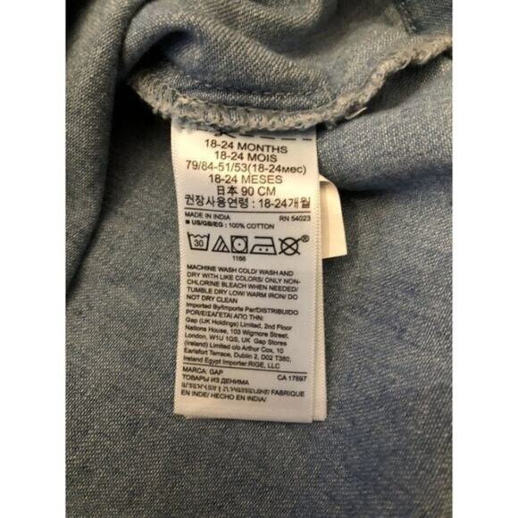 Gap Denim Flutter Sleeve Tank Dress Infant Girls Size 18 - 24 months - Picture 6 of 7